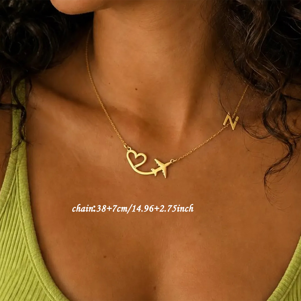 Personalized Heart Airplane In - Name Necklace Custom ulasan dan harga